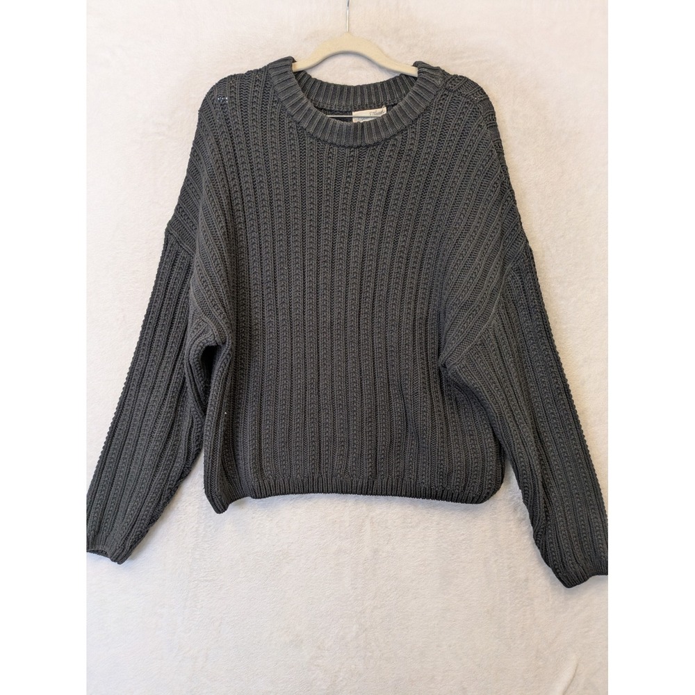 Universal Thread Sweater Women's XL Dark Charcoal Gray Ribbed Knit Drop Shoulder